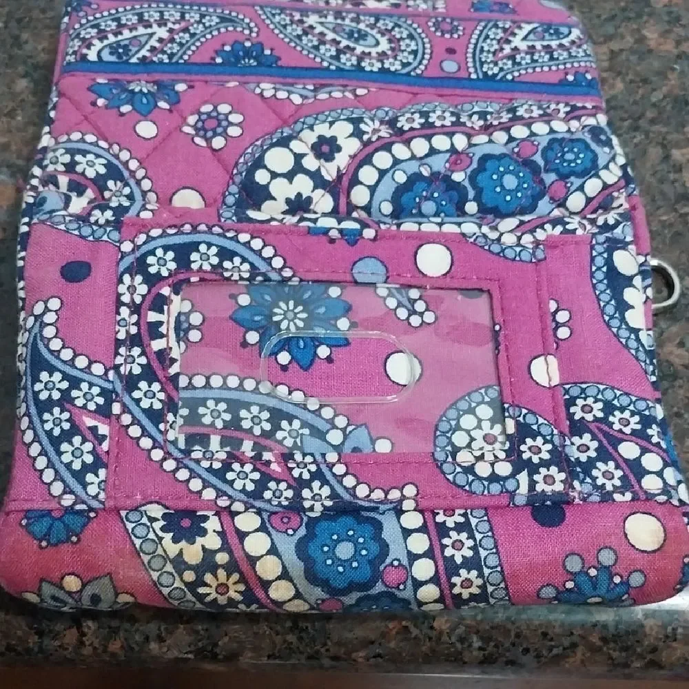 Vera Bradley Pink and Blue Cosmetic Case with Iconic Patterns And FREE SHADOW.